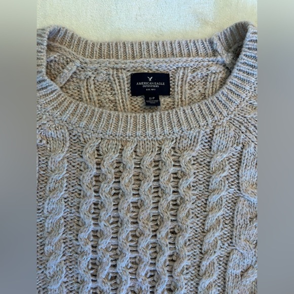 Cable Knit Beige and Light Pink Sweater - Picture 3 of 5